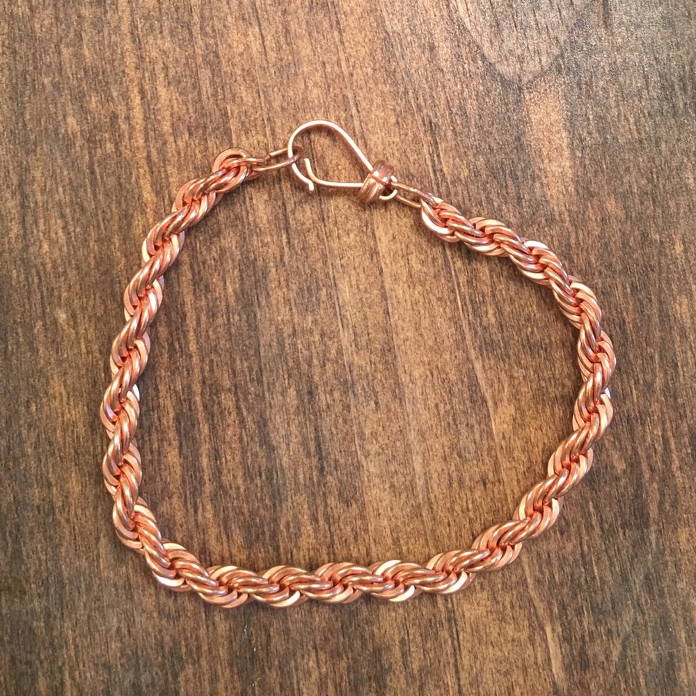 Copper Braided Bracelet 8”